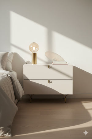 Modern European furniture - Cream Wood 2-Drawer Nightstand - www.oroa.com