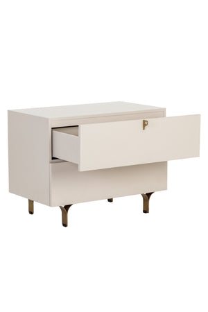 Modern European furniture - Cream Wood 2-Drawer Nightstand - www.oroa.com