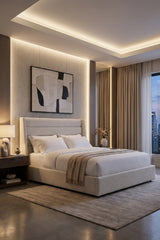 Modern European furniture - White Vertical-Tufted Queen Bed - www.oroa.com
