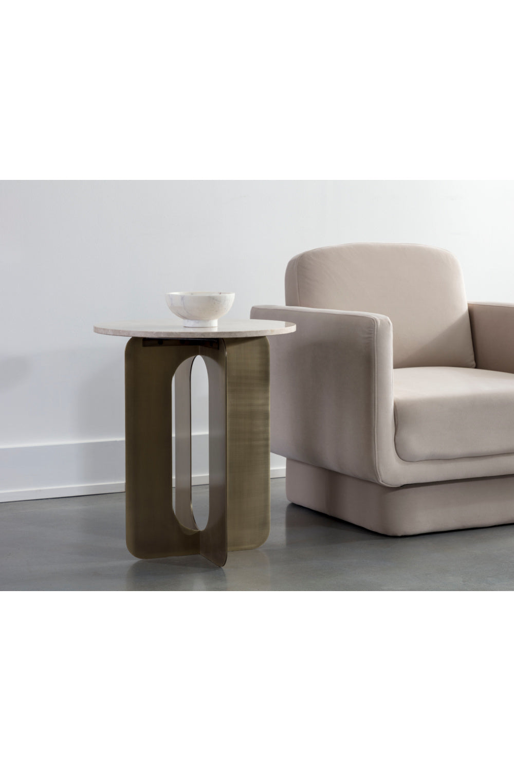 Modern European furniture - Gray Marble Round End Table - www.oroa.com