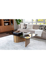 Modern European furniture - Gold S-Shaped Base Coffee Table - www.oroa.com