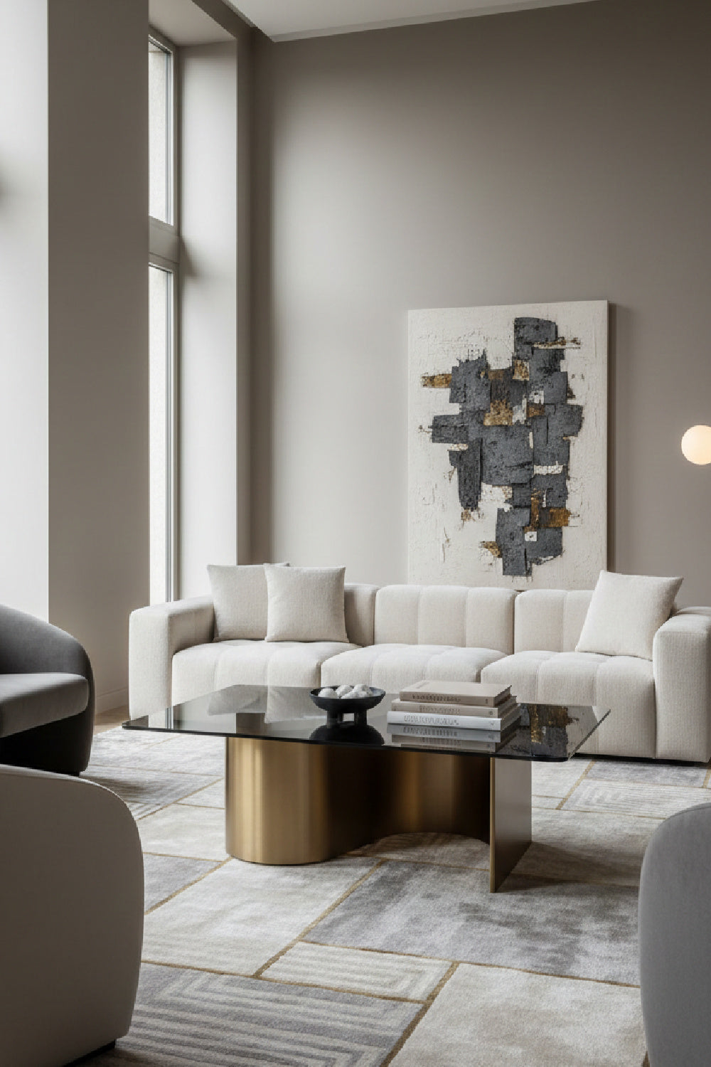 Gold S-Shaped Base Coffee Table | Splendido Whisper | Oroa.com