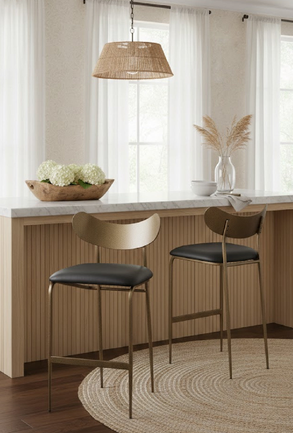 Modern European furniture - Antique Brass Back Counter Stool - www.oroa.com