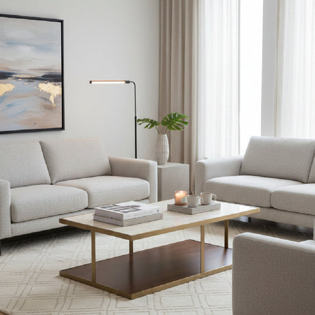 Modern European furniture - Beige Marble Rectangular Coffee Table - www.oroa.com