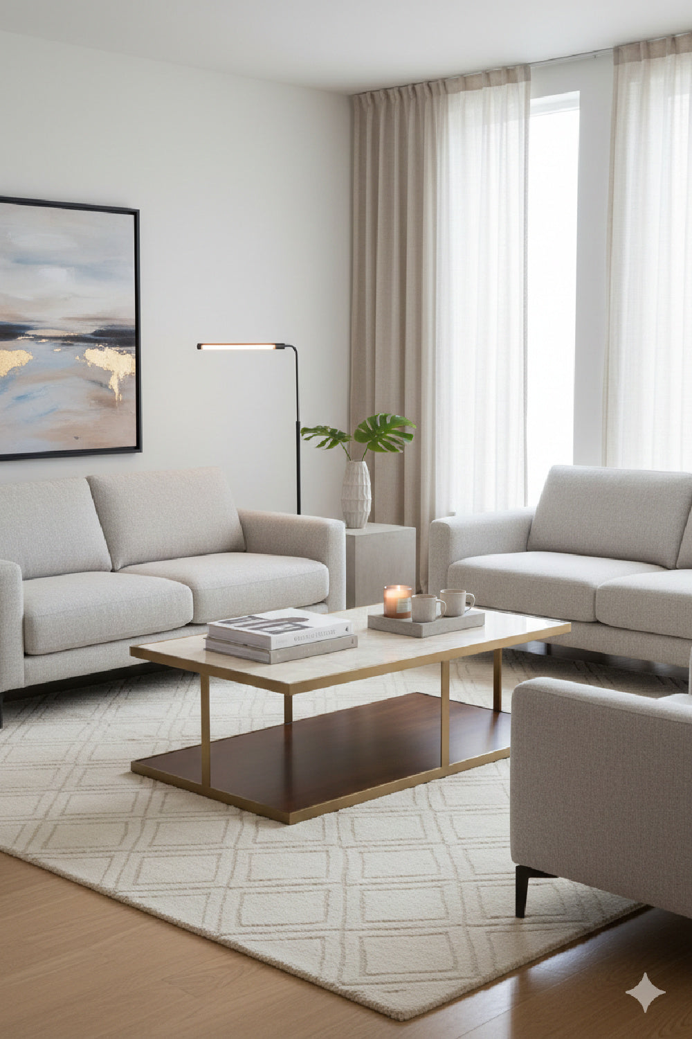 Beige Marble Rectangular Coffee Table | Splendido Kamali | Oroa.com