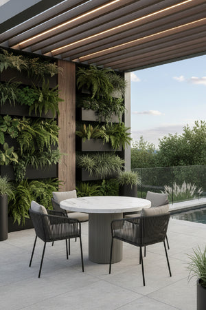 Round Marble-Look Indoor/Outdoor Dining Table | Splendido Nicolette | Oroa.com