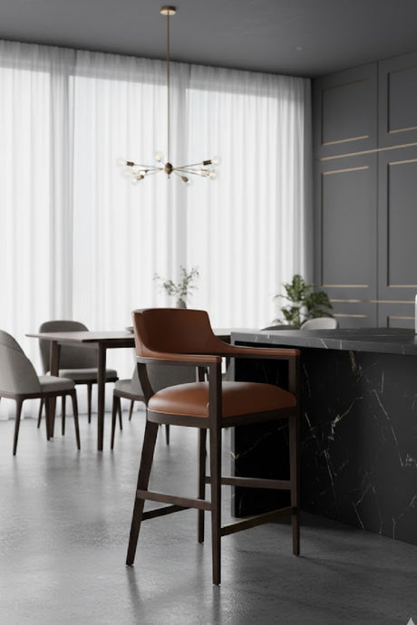 Oak Wood Frame Leather Barstool | Splendido Brylea | Oroa.com