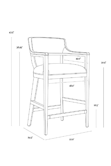 Modern European furniture - Oak Wood Frame Leather Barstool - www.oroa.com