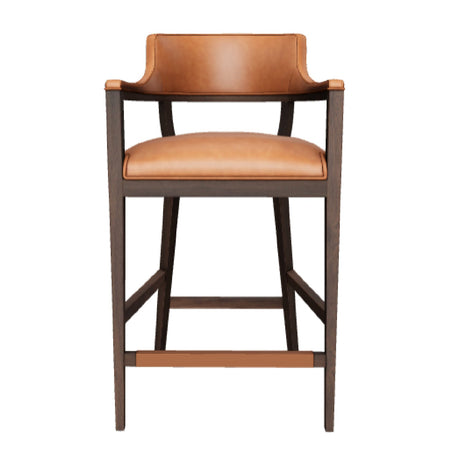 Modern European furniture - Oak Wood Frame Leather Barstool - www.oroa.com