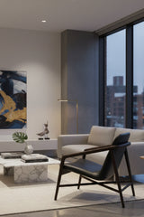 Modern European furniture - Black Leather Oak Lounge Chair - www.oroa.com
