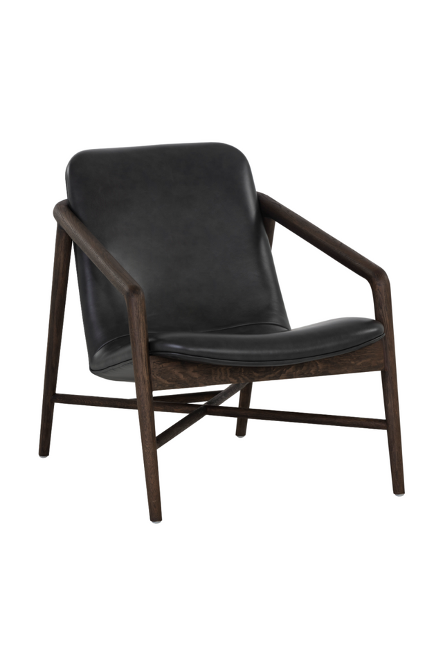 Modern European furniture - Black Leather Oak Lounge Chair - www.oroa.com