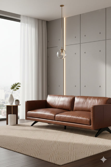 Oak‑Leg Leather Sofa | Splendido Rogers | Oroa.com