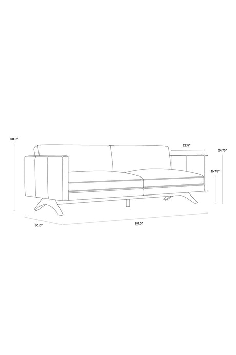 Modern European furniture - Oak‑Leg Leather Sofa - www.oroa.com