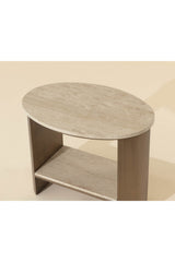 Modern European furniture - Oval Travertine Side Table - www.oroa.com