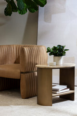 Modern European furniture - Oval Travertine Side Table - www.oroa.com