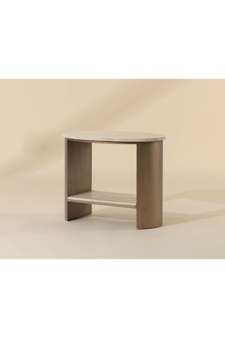 Modern European furniture - Oval Travertine Side Table - www.oroa.com