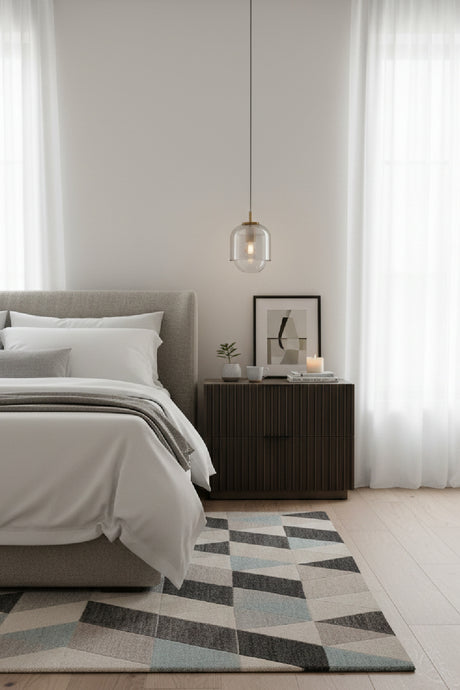 Taupe Fluted Wooden 2-Drawer Nightstand | Splendido Carlin | Oroa.com