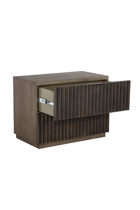 Modern European furniture - Taupe Fluted Wooden 2-Drawer Nightstand - www.oroa.com