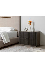 Modern European furniture - Taupe Fluted Wooden 2-Drawer Nightstand - www.oroa.com