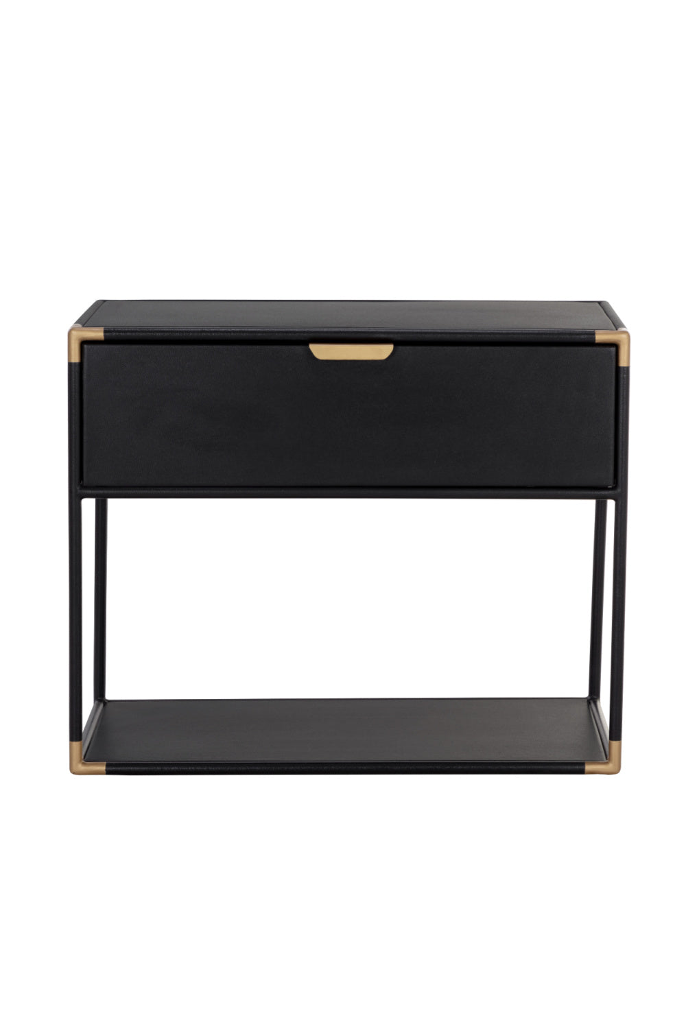 Modern European furniture - Minimalist Black & Brass Nightstand - www.oroa.com