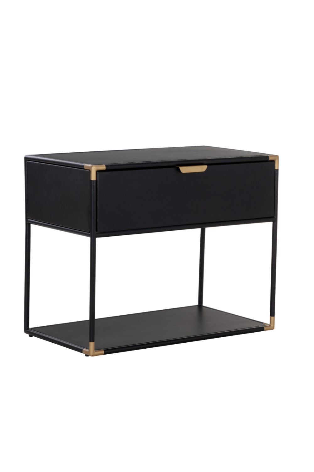 Modern European furniture - Minimalist Black & Brass Nightstand - www.oroa.com