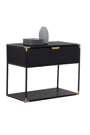 Modern European furniture - Minimalist Black & Brass Nightstand - www.oroa.com