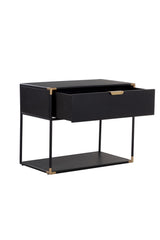 Modern European furniture - Minimalist Black & Brass Nightstand - www.oroa.com