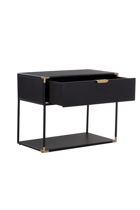 Modern European furniture - Minimalist Black & Brass Nightstand - www.oroa.com