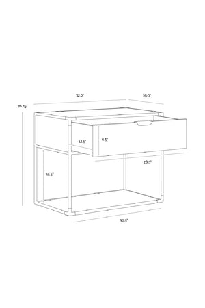 Modern European furniture - Minimalist Black & Brass Nightstand - www.oroa.com