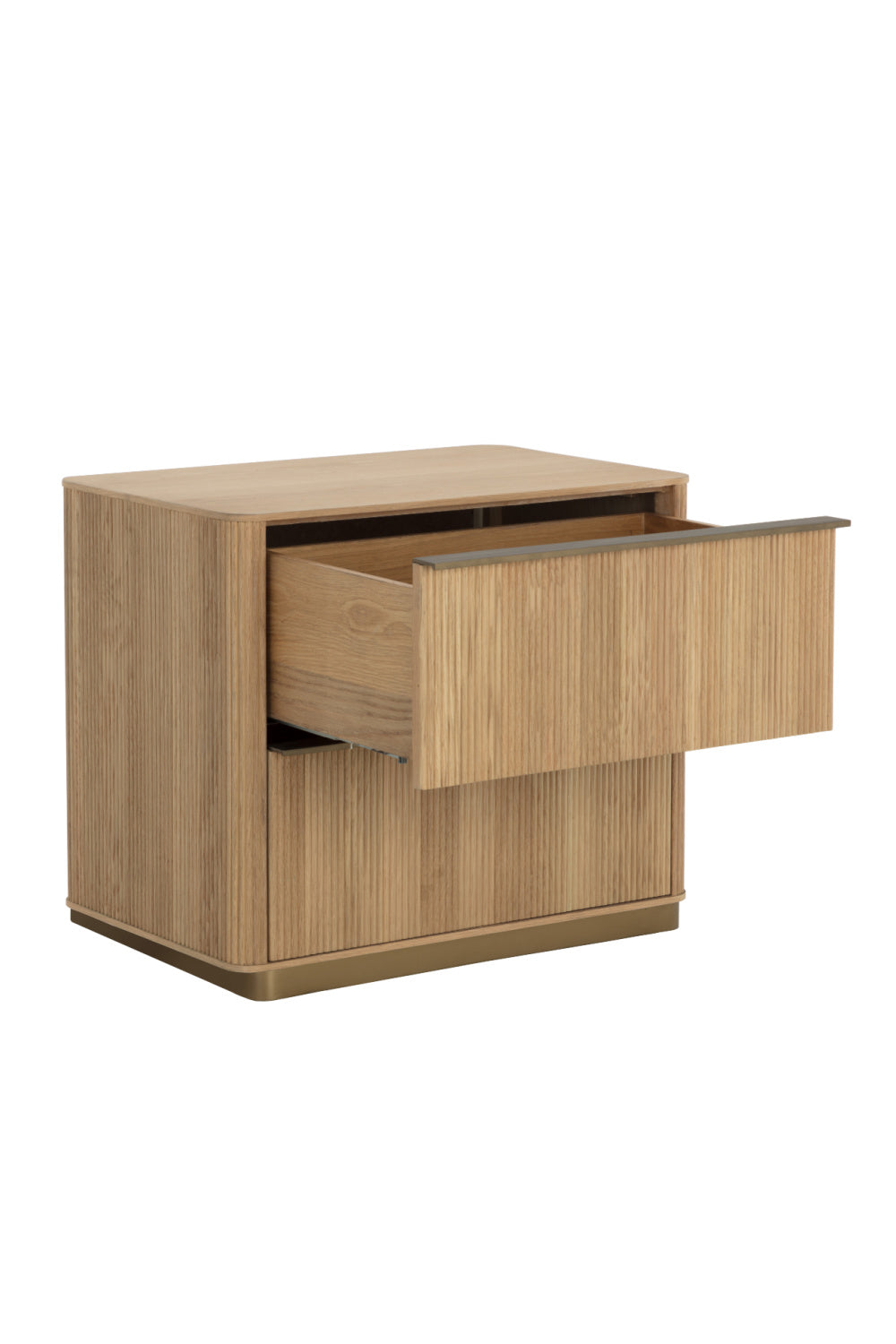Modern European furniture - Reeded Oak 2-Drawer Nightstand - www.oroa.com