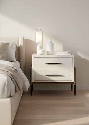 Modern European furniture - Acacia Veneer 2-Drawer Nightstand - www.oroa.com