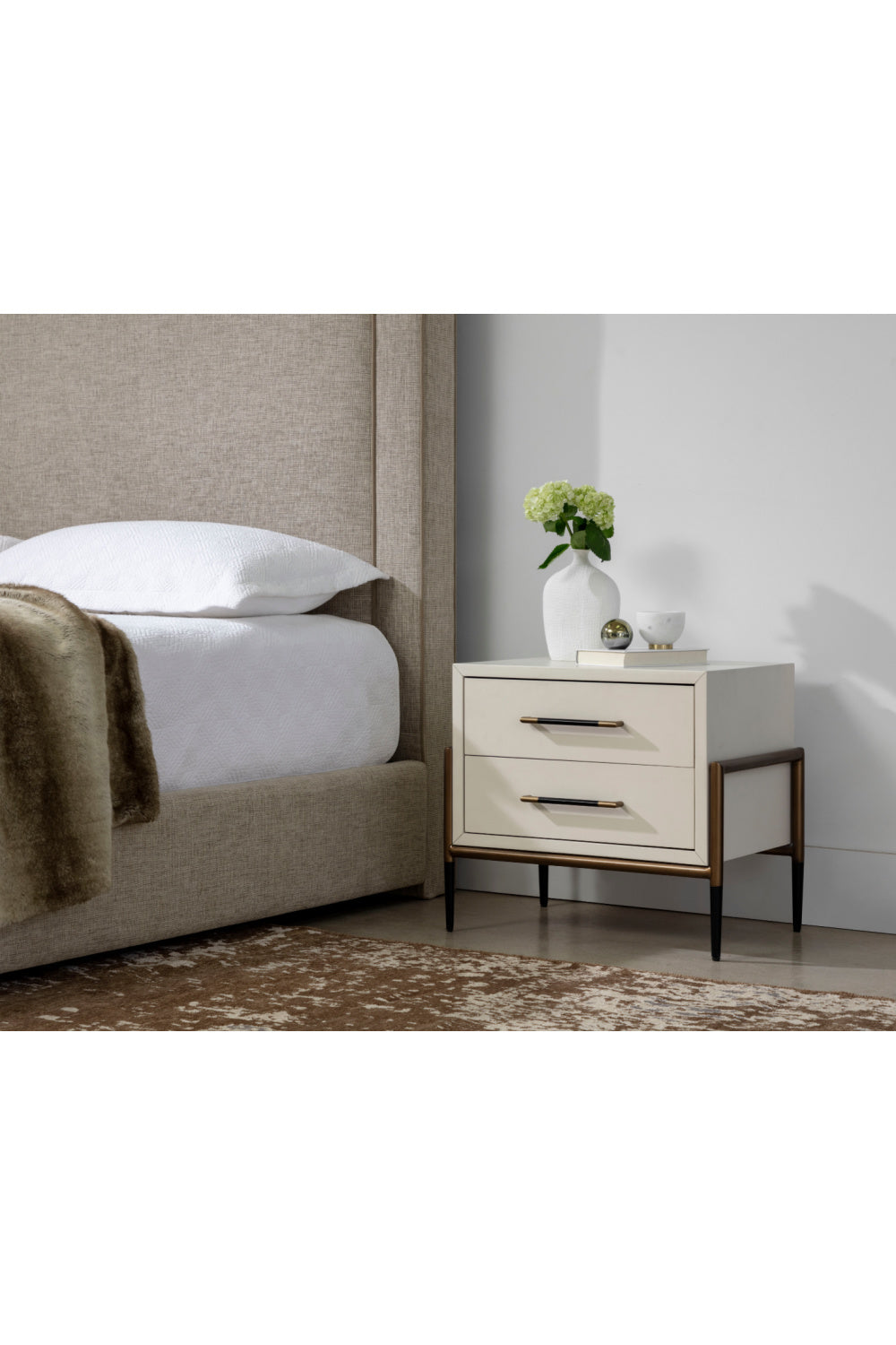 Modern European furniture - Acacia Veneer 2-Drawer Nightstand - www.oroa.com