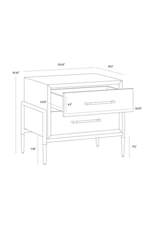 Modern European furniture - Acacia Veneer 2-Drawer Nightstand - www.oroa.com