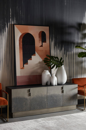 Modern European furniture - Antique Silver 4-Door Sideboard - www.oroa.com