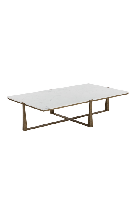 Modern European furniture - Rectangular White Marble Coffee Table - www.oroa.com