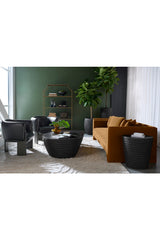 Modern European furniture - Black Curved Indoor/Outdoor Coffee Table - www.oroa.com