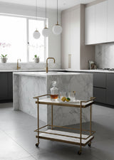 Modern European furniture - White Marble Look Bar Cart - www.oroa.com