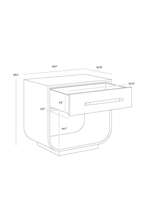 Modern European furniture - Modern Oak Curved Nightstand - www.oroa.com