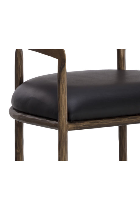 Modern European furniture - Hammered Metal Leather Bar Stool - www.oroa.com