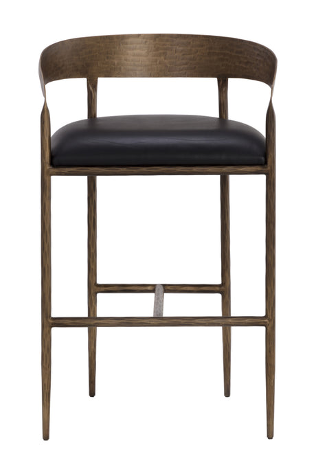 Hammered Metal Leather Bar Stool | Splendido Zanatta | Oroa.com