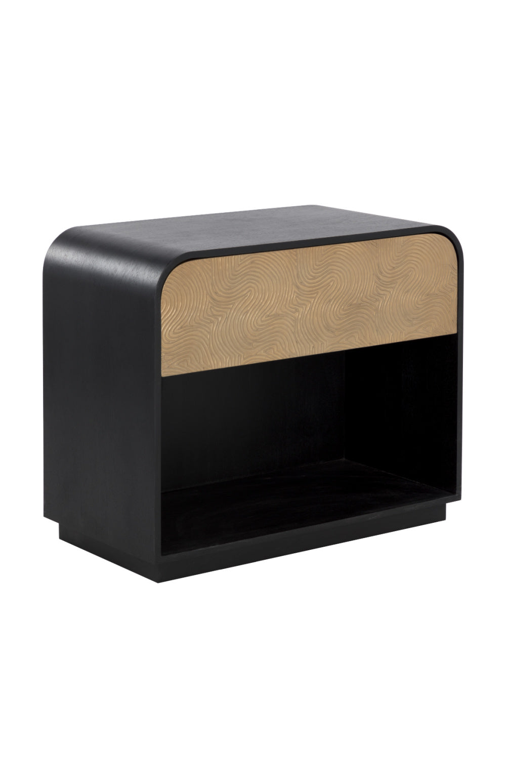 Modern European furniture - Champagne Gold Accented Black Nightstand - www.oroa.com