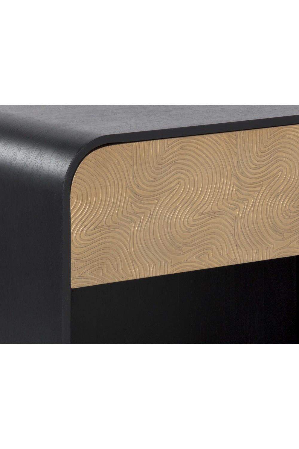 Modern European furniture - Champagne Gold Accented Black Nightstand - www.oroa.com