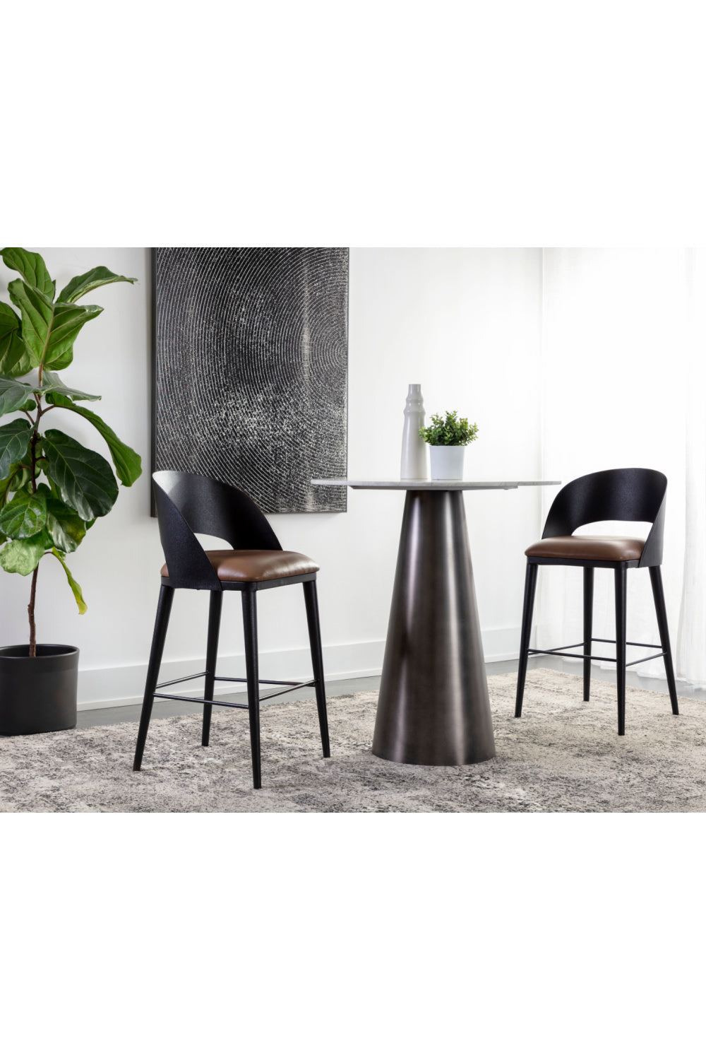 Modern European furniture - Brown Leather Seat Bar Stool - www.oroa.com