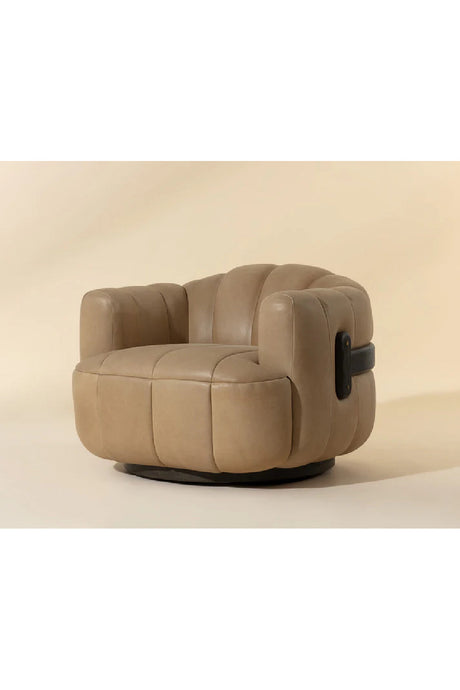 Modern European furniture - Oak Base Barrel Swivel Armchair - www.oroa.com