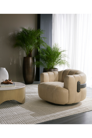 Oak Base Barrel Swivel Armchair | Splendido Tadeo