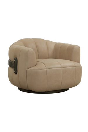 Oak Base Barrel Swivel Armchair | Splendido Tadeo