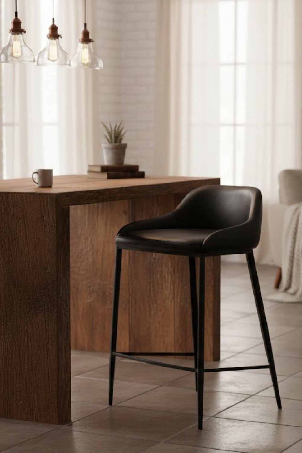 Low-Back Leather-Look Counter Stool | Splendido Astra | Oroa.com