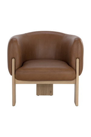 Brown Leather Curved Lounge Chair | Splendido Trine