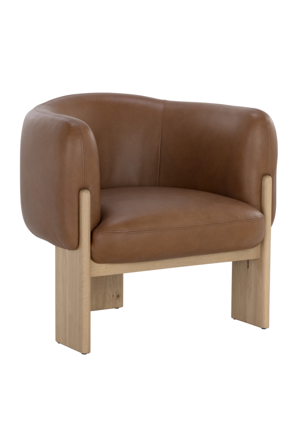 Brown Leather Curved Lounge Chair | Splendido Trine