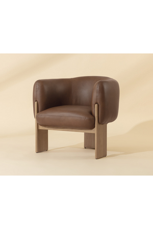 Brown Leather Curved Lounge Chair | Splendido Trine